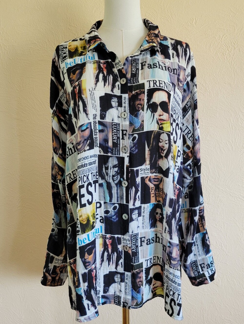 John Mark | Magazine Patchwork Print Button-Up